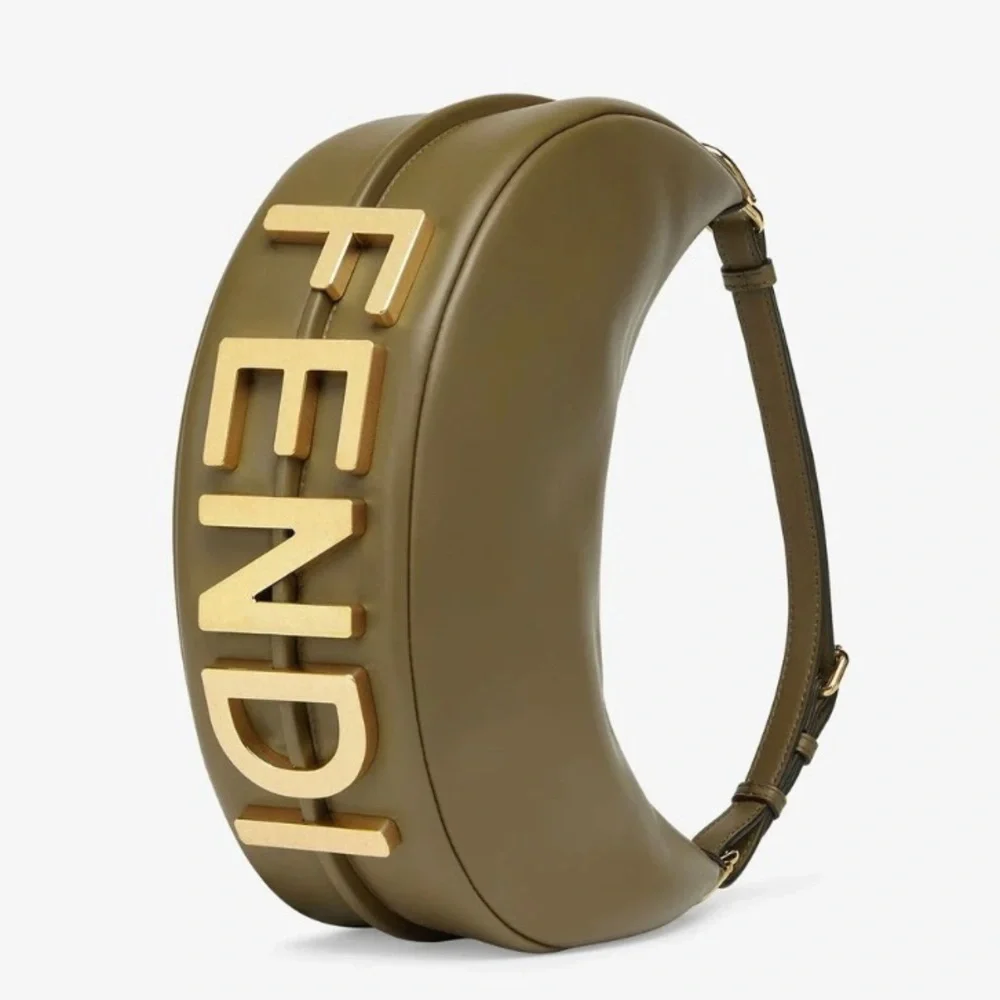 FENDI Fendigraphy logo embellished leather hobo shoulder bag